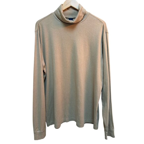 Lands End XL Regular Tan Long-Sleeve Cotton Turtleneck Shirt For Men - Picture 1 of 5